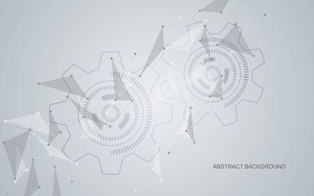 Vector global creative social network. Abstract polygonal background with lines and dotsのイラスト素材