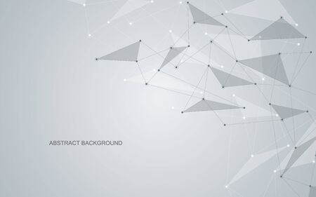 Vector global creative social network. Abstract polygonal background with lines and dotsのイラスト素材