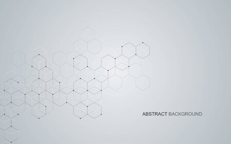 Vector hexagonal background. Digital geometric abstraction with lines and dots. Geometric abstract designのイラスト素材