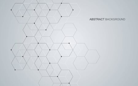 Vector hexagonal background. Digital geometric abstraction with lines and dots. Geometric abstract designのイラスト素材