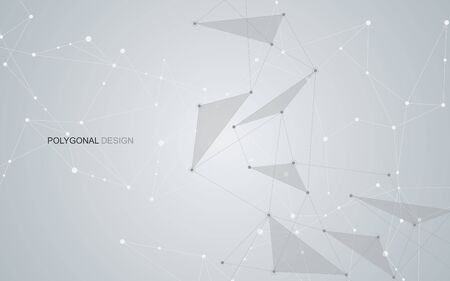 Vector global creative social network. Abstract polygonal background with lines and dotsのイラスト素材