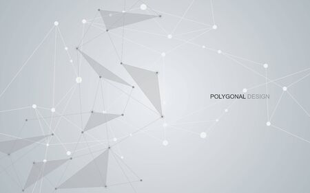 Vector global creative social network. Abstract polygonal background with lines and dotsのイラスト素材