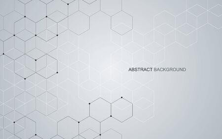 Vector hexagonal background. Digital geometric abstraction with lines and dots. Geometric abstract designのイラスト素材
