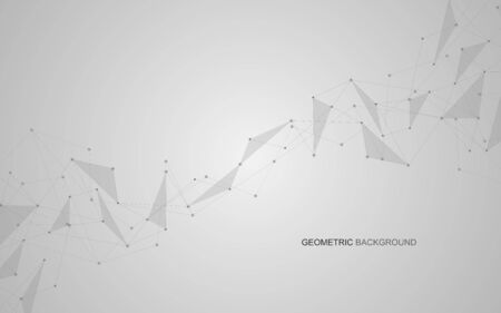 Vector global creative social network. Abstract polygonal background with lines and dotsのイラスト素材