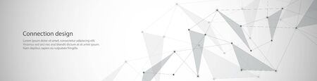 Vector banner design, global connection with lines and dots. Digital geometric abstract backgroundのイラスト素材