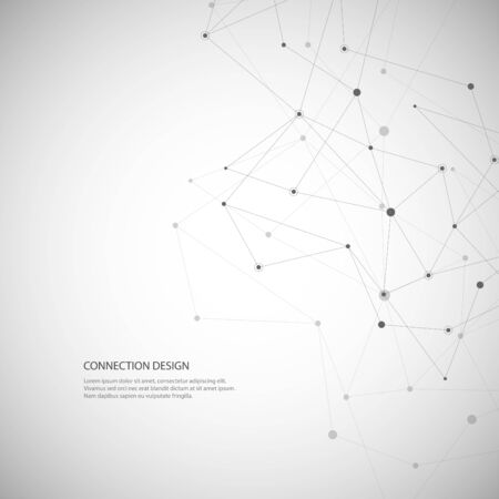 Vector global creative social network. Abstract polygonal background with lines and dotsのイラスト素材