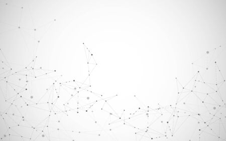 Vector global creative social network. Abstract polygonal background with lines and dotsのイラスト素材