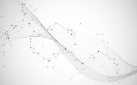 Vector global creative social network. Abstract polygonal background with lines and dotsのイラスト素材