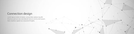 Vector banner design, global connection with lines and dots. Digital geometric abstract backgroundのイラスト素材