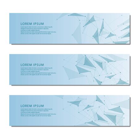 Vector banner design, global connection with lines and dots. Digital geometric abstract backgroundのイラスト素材