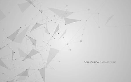 Vector global creative social network. Abstract polygonal background with lines and dotsのイラスト素材