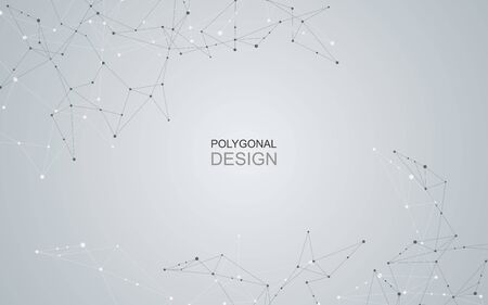 Vector global creative social network. Abstract polygonal background with lines and dotsのイラスト素材