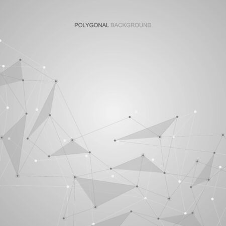 Vector global creative social network. Abstract polygonal background with lines and dotsのイラスト素材