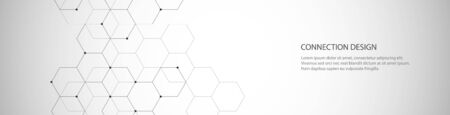 Vector banner design, global connection with lines and dots. Digital geometric abstract backgroundのイラスト素材