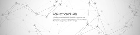 Vector banner design, global connection with lines and dots. Digital geometric abstract backgroundのイラスト素材