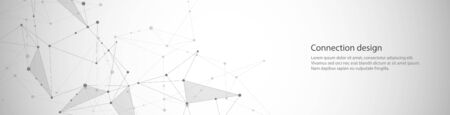 Vector banner design, global connection with lines and dots. Digital geometric abstract backgroundのイラスト素材