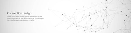 Vector banner design, global connection with lines and dots. Digital geometric abstract backgroundのイラスト素材
