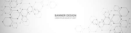 Vector banner design with hexagons abstract background.のイラスト素材
