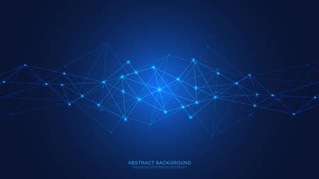 Abstract technology background with connecting dots and lines. Digital technology of global network connection and communication.