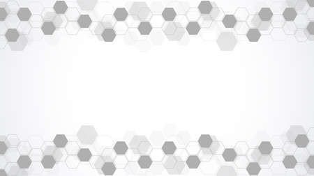 Abstract background with geometric shapes and hexagon pattern. Vector illustration for medicine, technology or science design.のイラスト素材