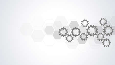 Cogs and gear wheel mechanisms. Hi-tech digital technology and engineering. Abstract technical background.のイラスト素材