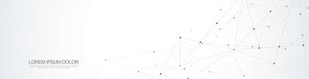 Website header or banner design with abstract geometric background and connecting dots and lines. Global network connection. Digital technology with plexus background and space for your text.のイラスト素材