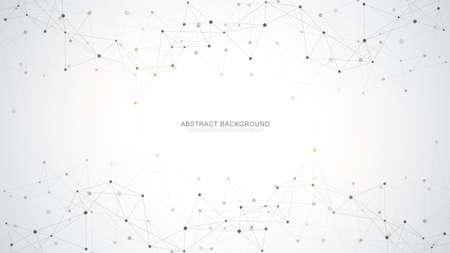 Abstract polygonal background with connecting dots and lines. Global network connection, digital technology and communication concept.のイラスト素材