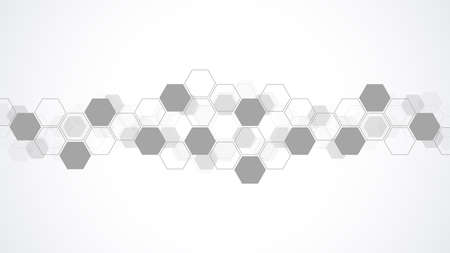 Abstract background with geometric shapes and hexagon pattern. Vector illustration for medicine, technology or science design.のイラスト素材
