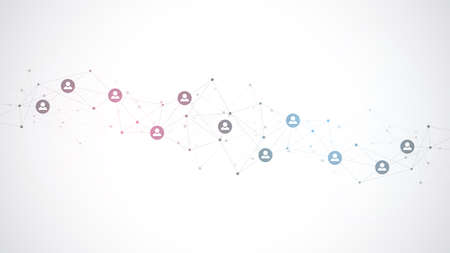 Vector illustration of connecting people and communication concept, social network.のイラスト素材