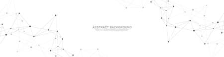 Website header or banner design with abstract geometric background and connecting dots and lines....