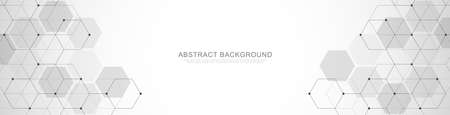 Banner design template. Abstract background with geometric shapes and hexagon pattern. Vector...
