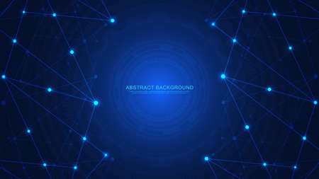 Abstract technology background with connecting dots and lines. Digital technology of global network connection and communicationのイラスト素材