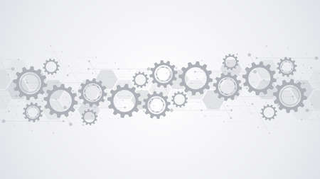 Cogs and gear wheel mechanisms. Hi-tech digital technology and engineering. Abstract technical backgroundのイラスト素材