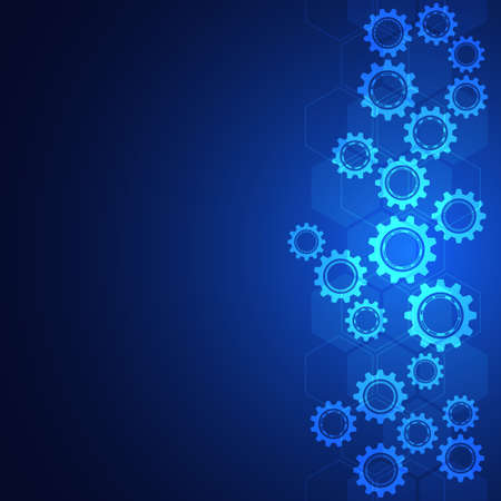Cogs and gear wheel mechanisms. Hi-tech digital technology and engineering. Abstract technical backgroundのイラスト素材