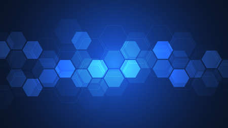Abstract background with geometric shapes and hexagon pattern. Vector illustration for medicine,...