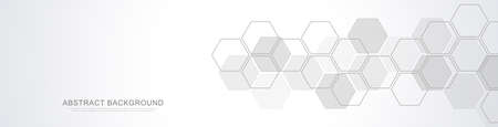 Abstract background with geometric shapes and hexagon pattern. Vector illustration for medicine, technology or science designのイラスト素材