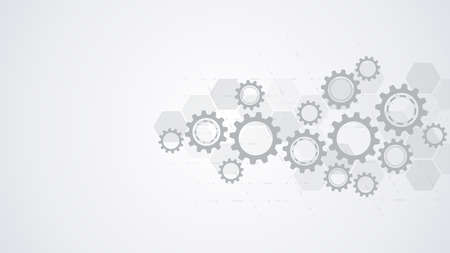 Cogs and gear wheel mechanisms. Hi-tech digital technology and engineering. Abstract technical backgroundのイラスト素材