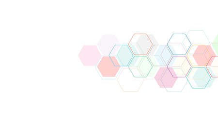Abstract background with geometric shapes and hexagon pattern. Vector illustration for medicine, technology or science designのイラスト素材