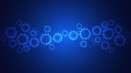 Cogs and gear wheel mechanisms. Hi-tech digital technology and engineering. Abstract technical backgroundのイラスト素材
