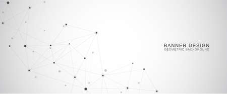 Geometric abstract background with connected dots and lines. Molecular structure and communication concept. Digital technology background and network connection.のイラスト素材