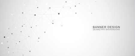 Geometric abstract background with connected dots and lines. Molecular structure and communication concept. Digital technology background and network connection.のイラスト素材