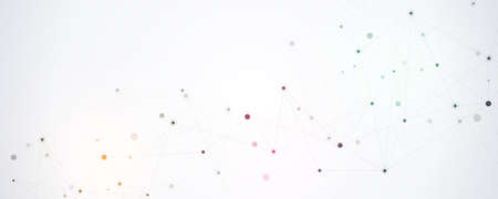 Geometric abstract background with connected dots and lines. Molecular structure and communication concept. Digital technology background and network connection.のイラスト素材