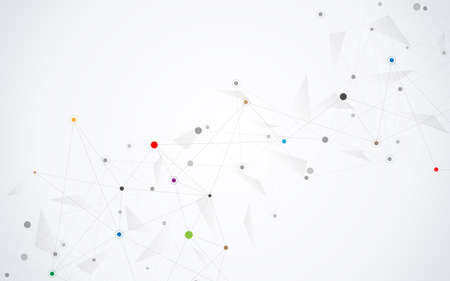 Geometric abstract background with connected dots and lines. Molecular structure and communication concept. Digital technology background and network connection.のイラスト素材