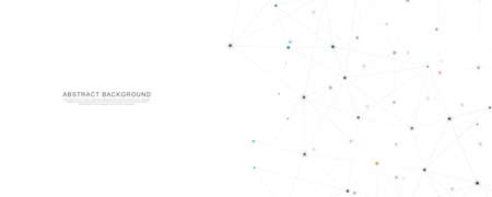 Geometric abstract background with connected dots and lines. Molecular structure and communication concept. Digital technology background and network connection.のイラスト素材