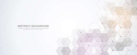 Vector hexagons pattern. Geometric abstract background with simple hexagonal elements. Medical, technology or science design.のイラスト素材