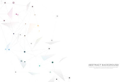 Geometric abstract background with connected dots and lines. Molecular structure and communication concept. Digital technology background and network connection.のイラスト素材