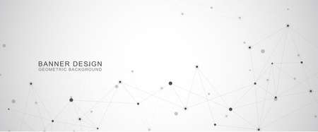 Geometric abstract background with connected dots and lines. Molecular structure and communication concept. Digital technology background and network connectionのイラスト素材