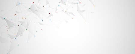 Geometric abstract background with connected dots and lines. Molecular structure and communication concept. Digital technology background and network connectionのイラスト素材