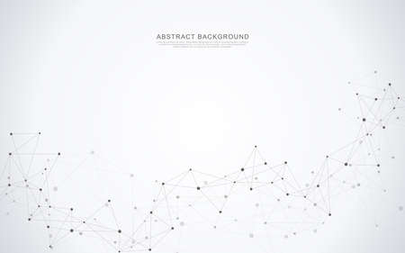 Geometric abstract background with connected dots and lines. Molecular structure and communication concept. Digital technology background and network connectionのイラスト素材