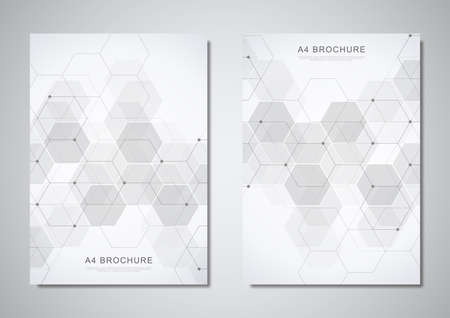 Vector brochure or cover design with hexagons pattern. Geometric abstract background with simple...